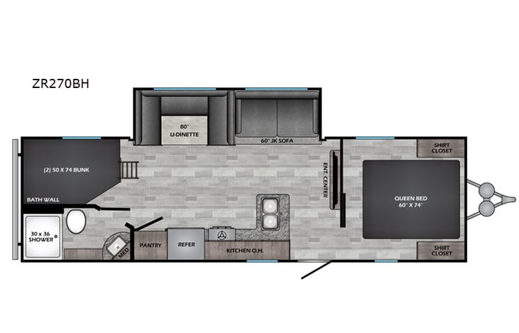 Representative floor plan provided by a trusted RVshare partner.