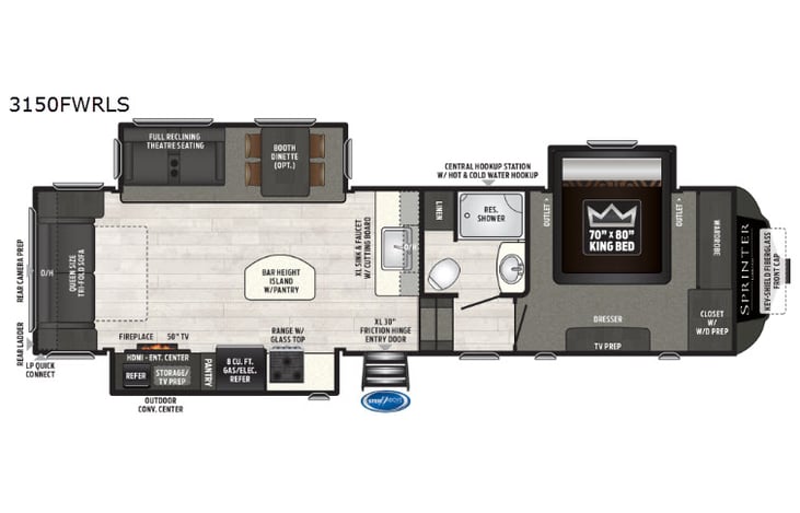 Representative floor plan provided by a trusted RVshare partner.