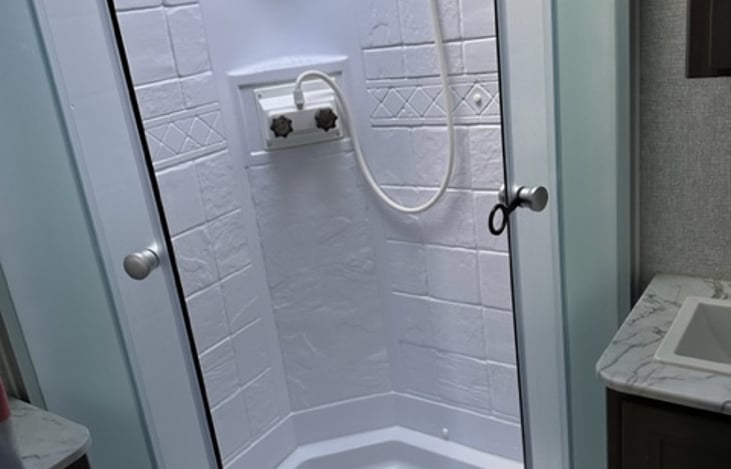Full upright shower area