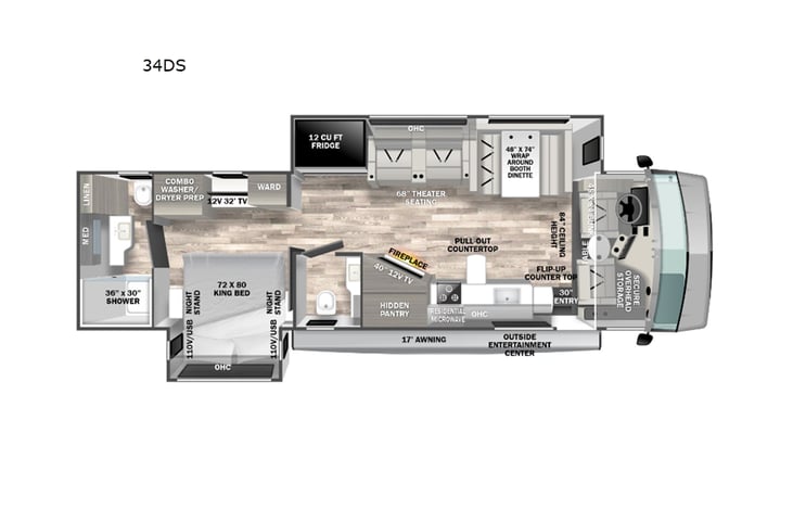 Representative floor plan provided by a trusted RVshare partner.
