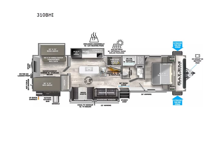 Representative floor plan provided by a trusted RVshare partner.