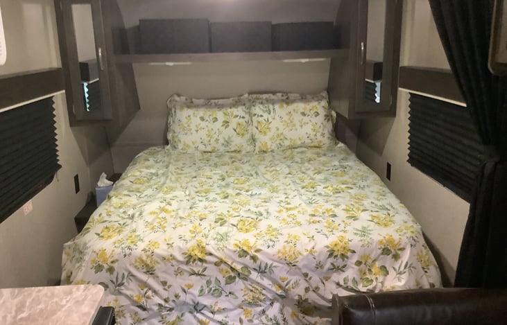 Sanitized bedding and a mattress topper for a restful night sleep