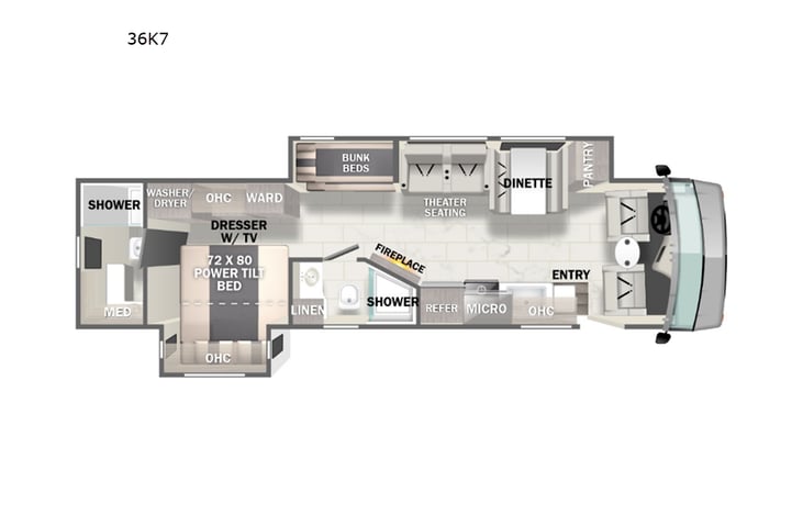 Representative floor plan provided by a trusted RVshare partner.