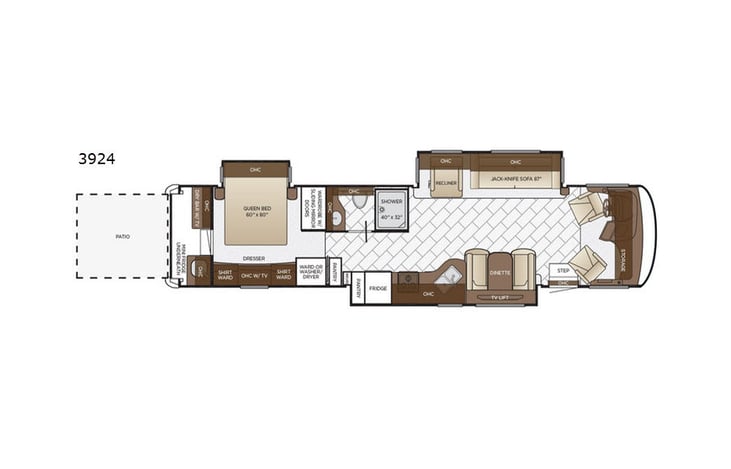 Representative floor plan provided by a trusted RVshare partner.