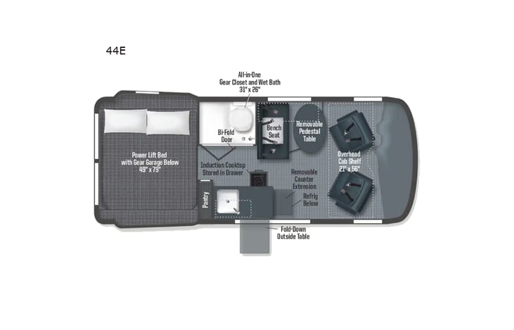 Representative floor plan provided by a trusted RVshare partner.