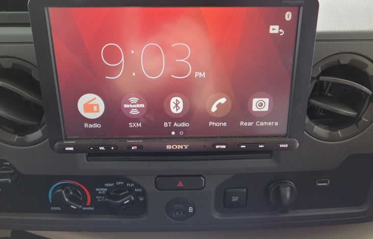 Sony infotainment center with Apple CarPlay and Android Auto