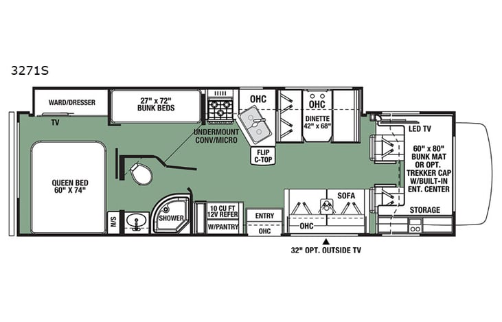 Representative floor plan provided by a trusted RVshare partner.