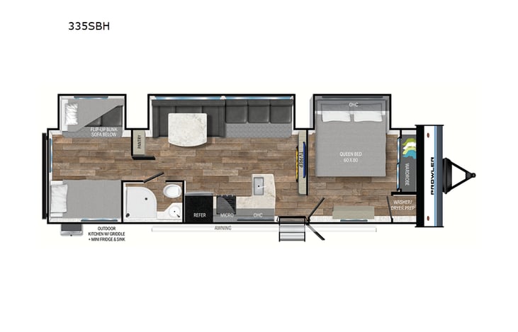 Representative floor plan provided by a trusted RVshare partner.
