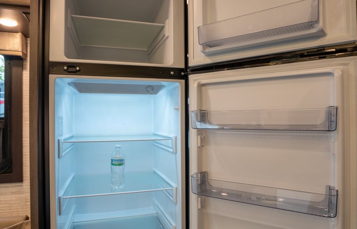 The freezer and refrigerator have lots of space for food and other items you want to keep cold.