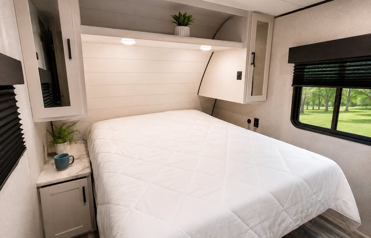 Master has its own space with doors that close and TV in your own master bedroom