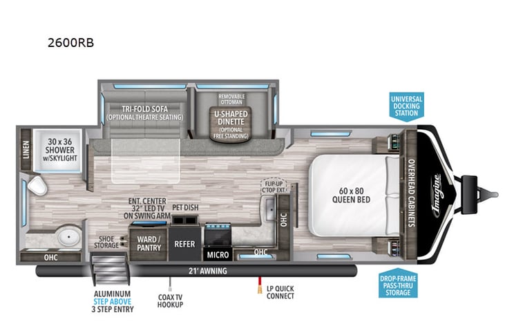 Representative floor plan provided by a trusted RVshare partner.