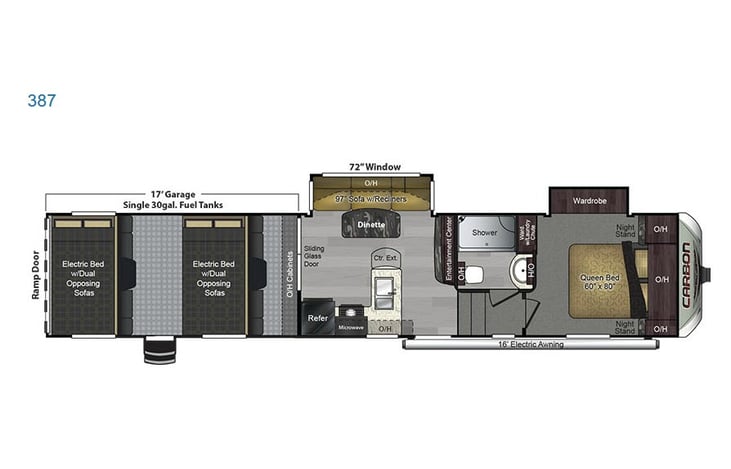 Representative floor plan provided by a trusted RVshare partner.