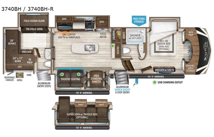 Representative floor plan provided by a trusted RVshare partner.