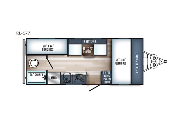 Representative floor plan provided by a trusted RVshare partner.