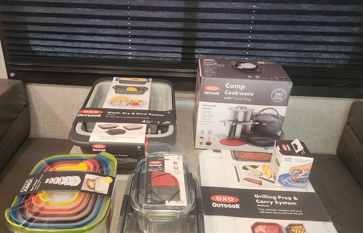 OXO Kitchen cookware set included with rental