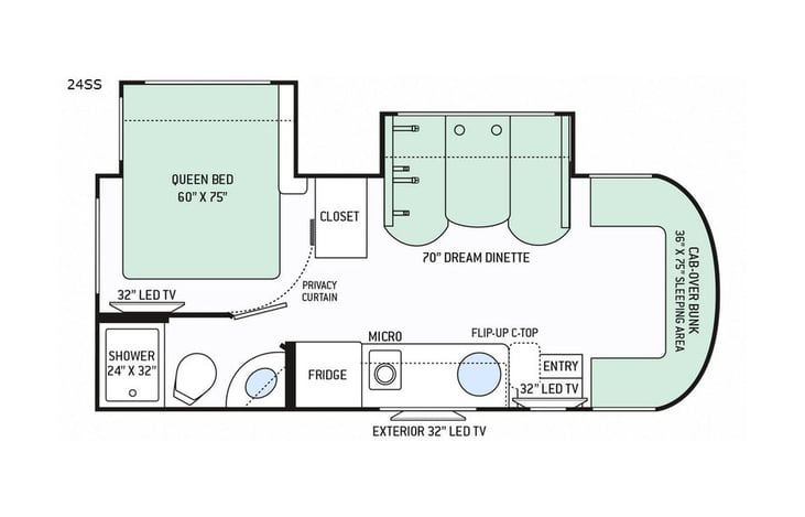 Representative floor plan provided by a trusted RVshare partner.
