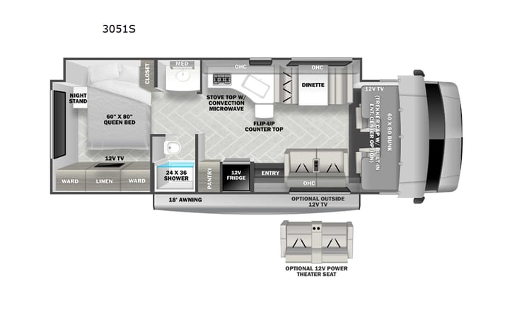 Representative floor plan provided by a trusted RVshare partner.