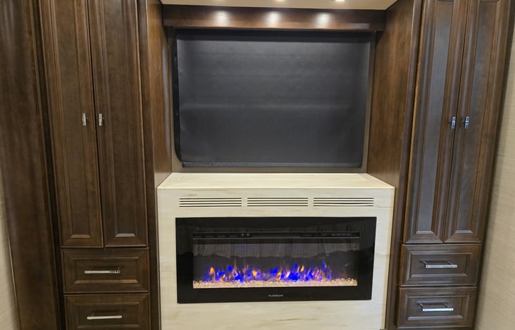 When the televator is down there is a window with a shade for privacy.