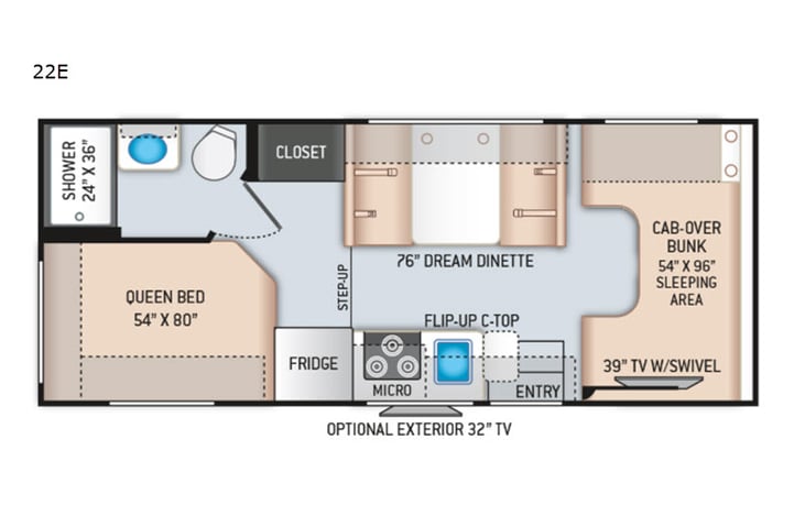 Representative floor plan provided by a trusted RVshare partner.