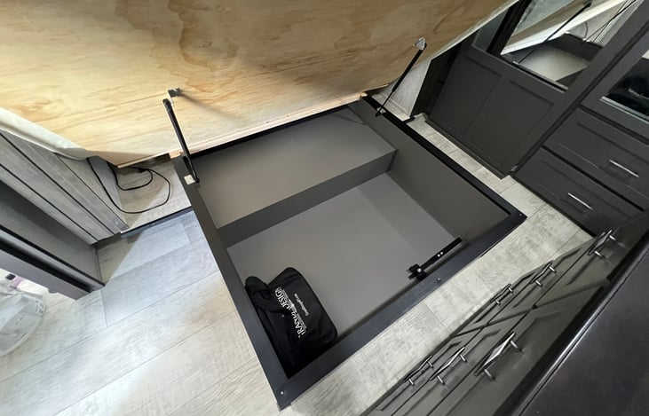 You also have access to storage under the master bed.