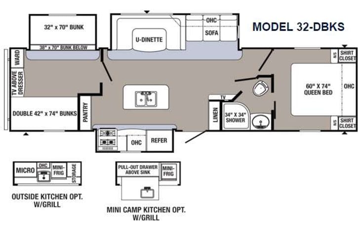 Representative floor plan provided by a trusted RVshare partner.