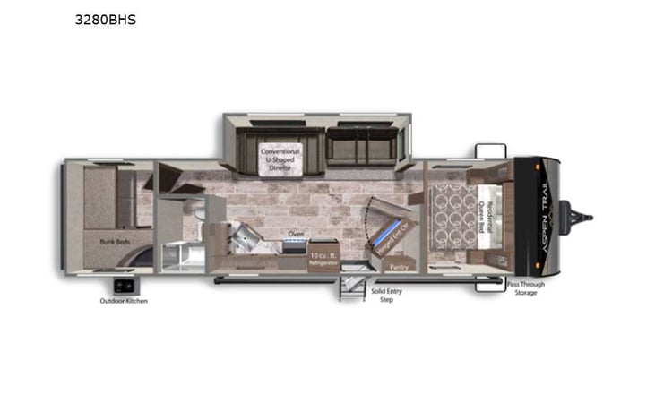 Representative floor plan provided by a trusted RVshare partner.