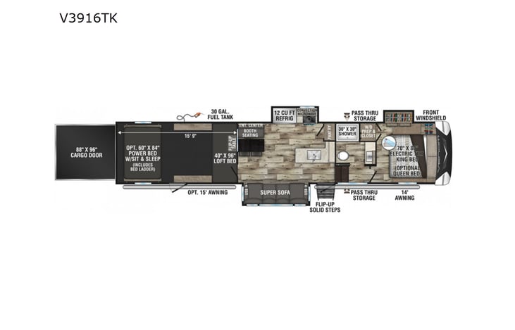 Representative floor plan provided by a trusted RVshare partner.