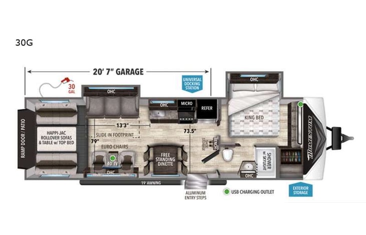 Representative floor plan provided by a trusted RVshare partner.