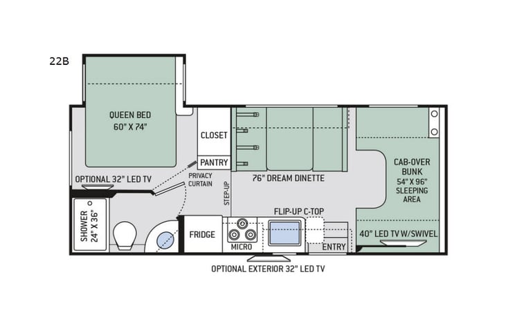 Representative floor plan provided by a trusted RVshare partner.