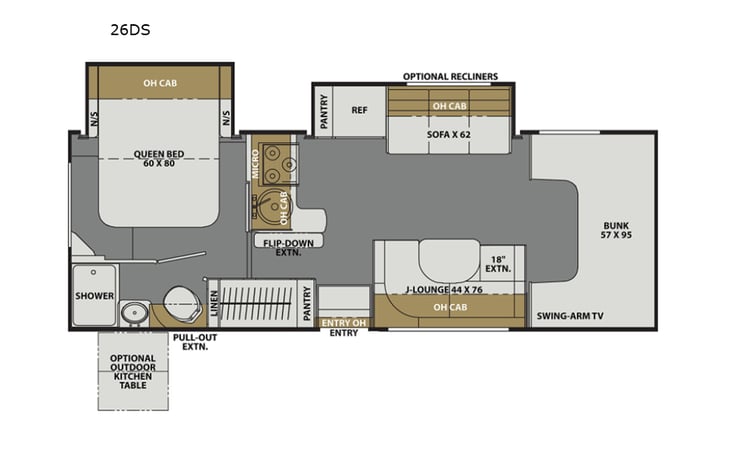 Representative floor plan provided by a trusted RVshare partner.