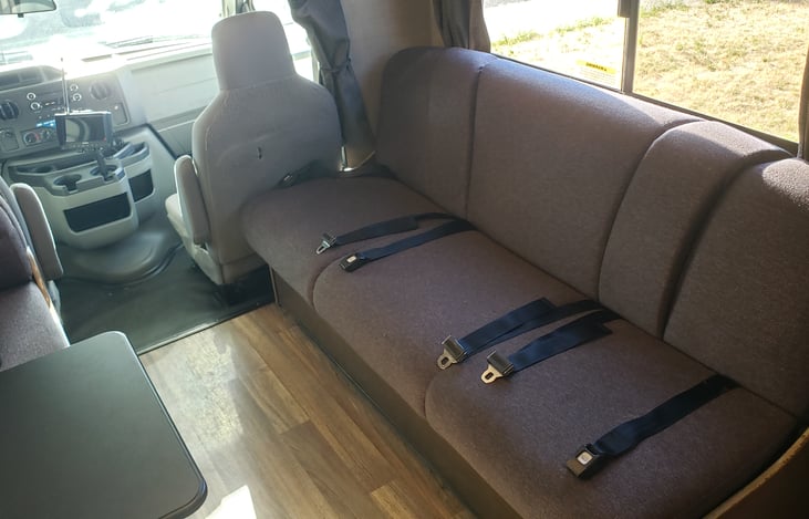 The couch has 3 seat belts!