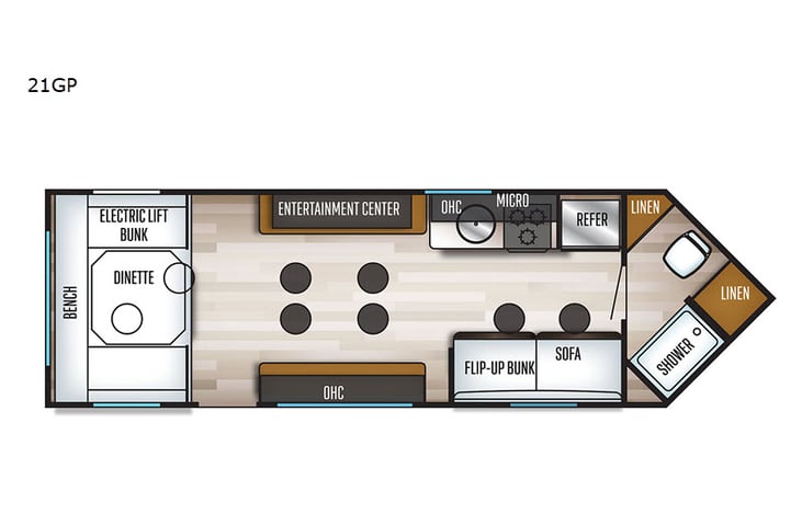 Representative floor plan provided by a trusted RVshare partner.