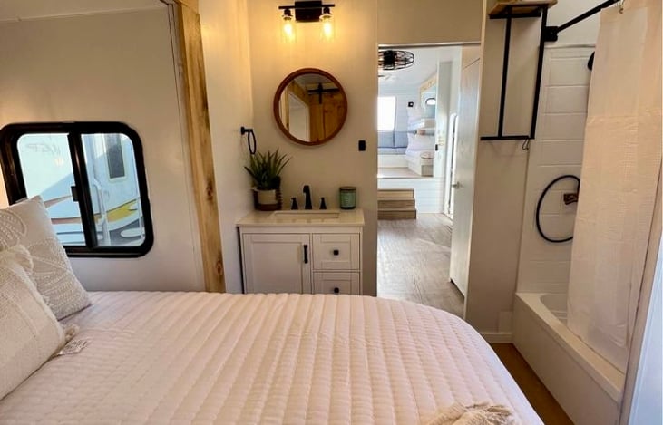Main Suite Vanity Sink and Wooden Mirror