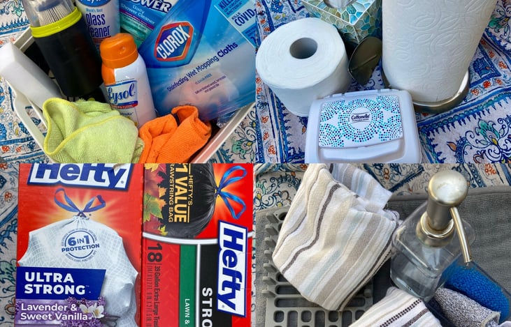 Paper supplies, storage, cleaners,