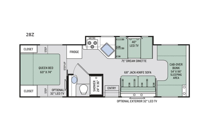 Representative floor plan provided by a trusted RVshare partner.