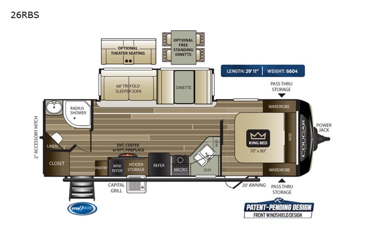 Representative floor plan provided by a trusted RVshare partner.