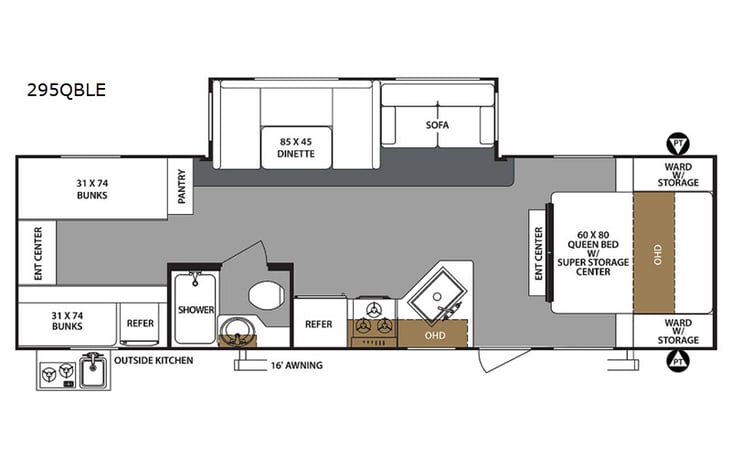 Representative floor plan provided by a trusted RVshare partner.
