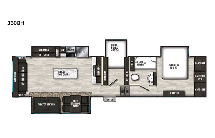 Representative floor plan provided by a trusted RVshare partner.