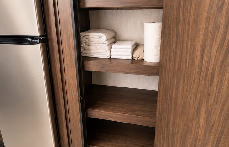 Enjoy the comforts of home with a Keurig coffee maker, toaster, iron, and towels for 4—all included STANDARD with The 5 O'Clock Somewhere RV rental at NO additional cost!
