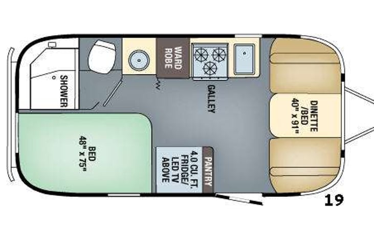 Representative floor plan provided by a trusted RVshare partner.