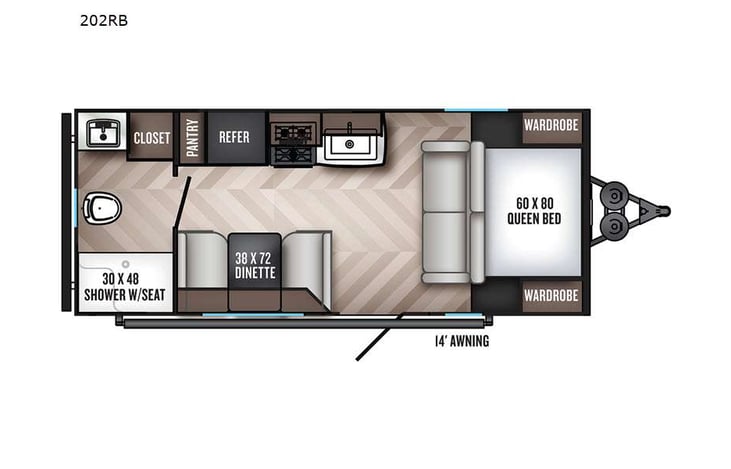 Representative floor plan provided by a trusted RVshare partner.