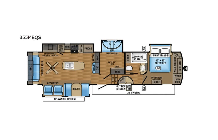 Representative floor plan provided by a trusted RVshare partner.