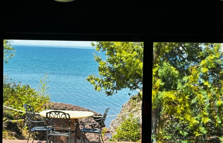 View of the Cove from inside the camper.