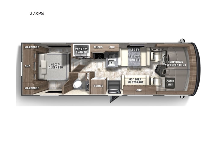 Representative floor plan provided by a trusted RVshare partner.
