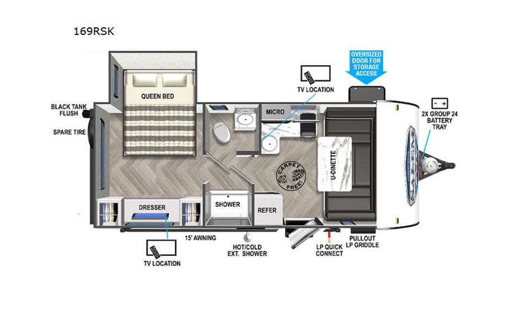 Representative floor plan provided by a trusted RVshare partner.