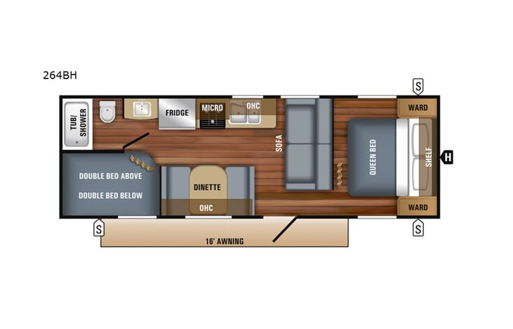 Representative floor plan provided by a trusted RVshare partner.