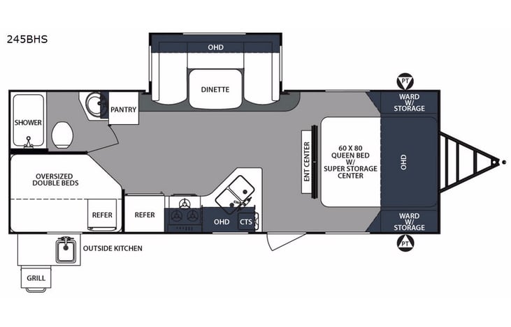 Representative floor plan provided by a trusted RVshare partner.