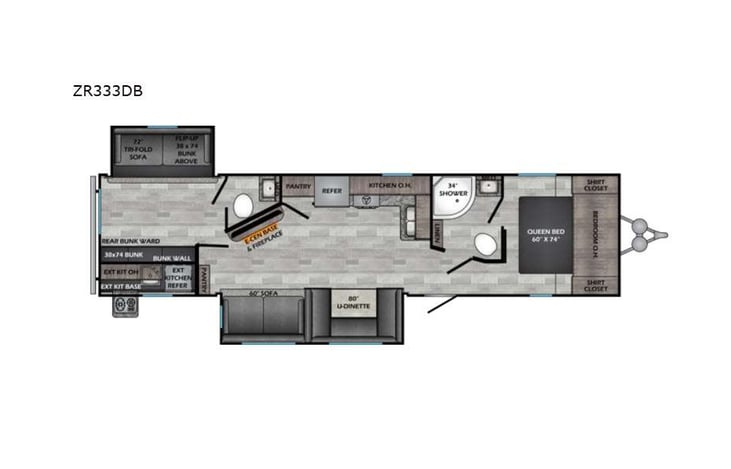 Representative floor plan provided by a trusted RVshare partner.