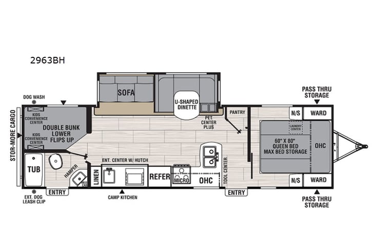 Representative floor plan provided by a trusted RVshare partner.