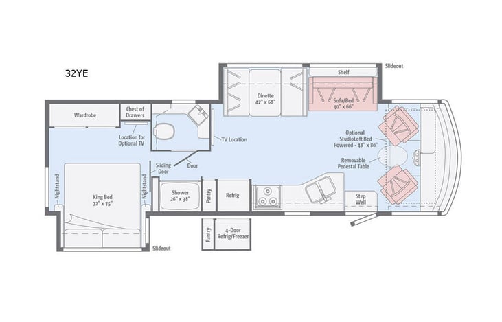 Representative floor plan provided by a trusted RVshare partner.